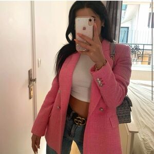 Tweed Blazer - Pink - Zara